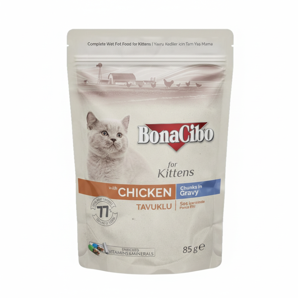 Bonacibo Kitten Chicken – Chunks in Gravy 85 g Pouch