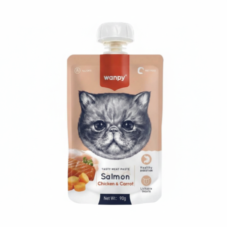 Wanpy Adult Cat Tasty Meat Paste Salmon Chicken & Carrot 90 g Pouch
