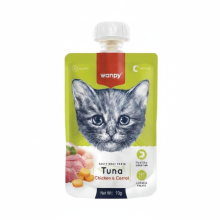 Wanpy Adult Cat Tasty Meat Paste Tuna Chicken & Carrot 90 g Pouch