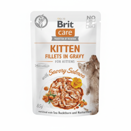 Brit Care Cat Kitten. Fillets in Gravy with Savory Salmon 85 g