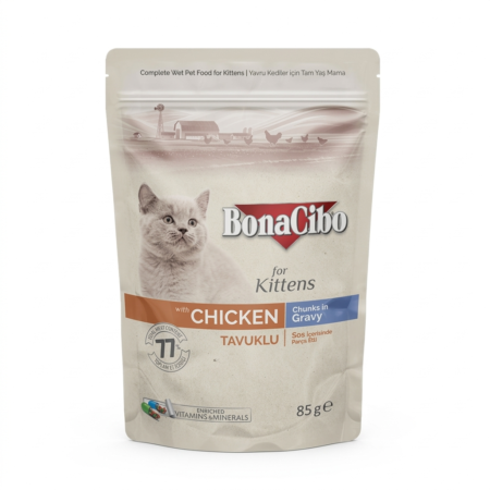 Bonacibo Kitten Chicken – Chunks in Gravy 85 g Pouch